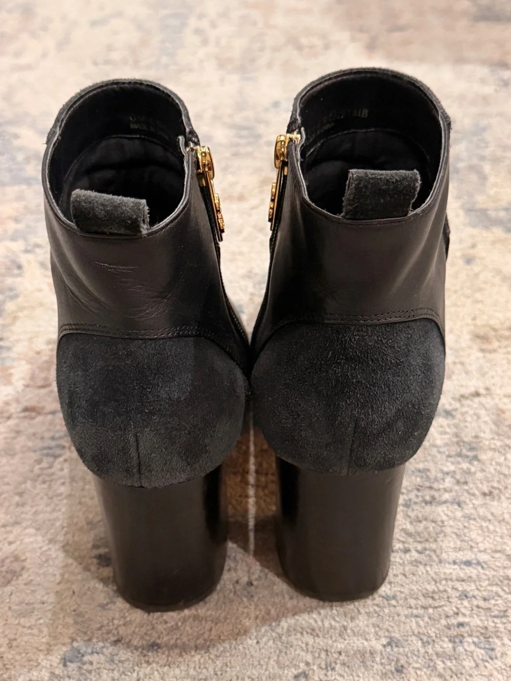Cole Haan Women's Black Leather Block Heel Ankle Boots